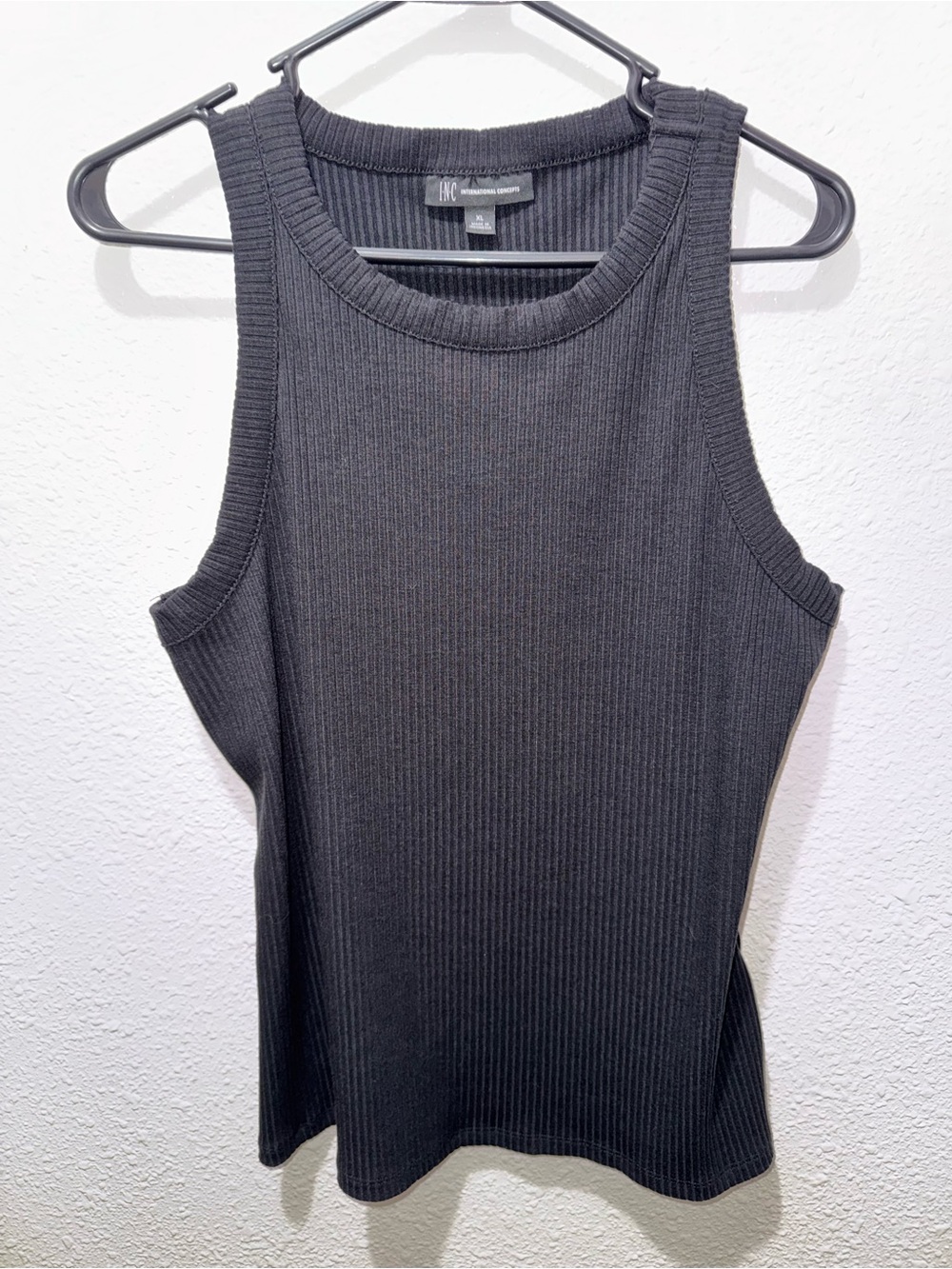 INC International Concepts Charcoal Ribbed Tank Top
